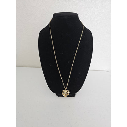 Vintage Y2K Gold Tone Pendant Necklace w/ Enamel Floral Details