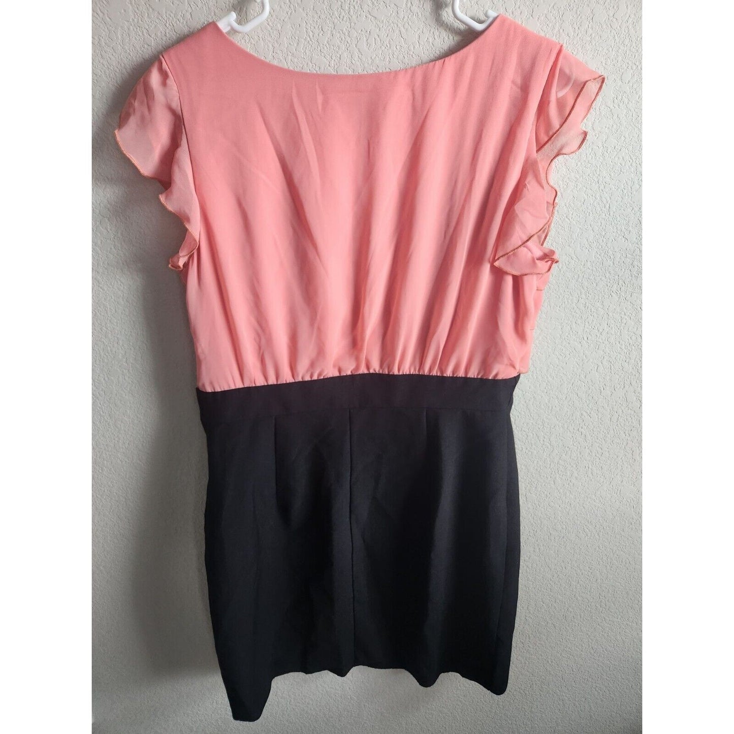 Vintage IZ Byer Juniors Sz 13 Knee Length Pencil Dress Light Pink and Black