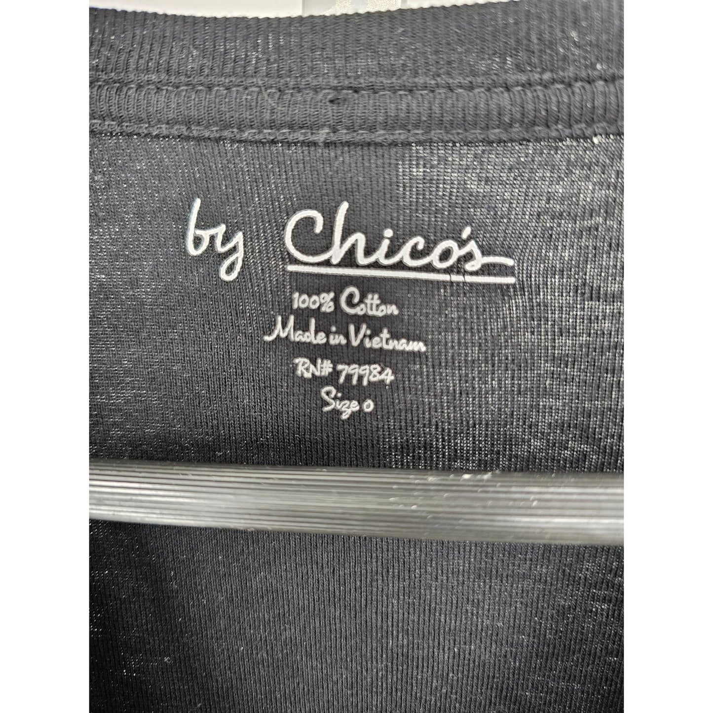 Chicos Womens Sz 0 (L) Long Sleeve T Shirt Solid Black Layering