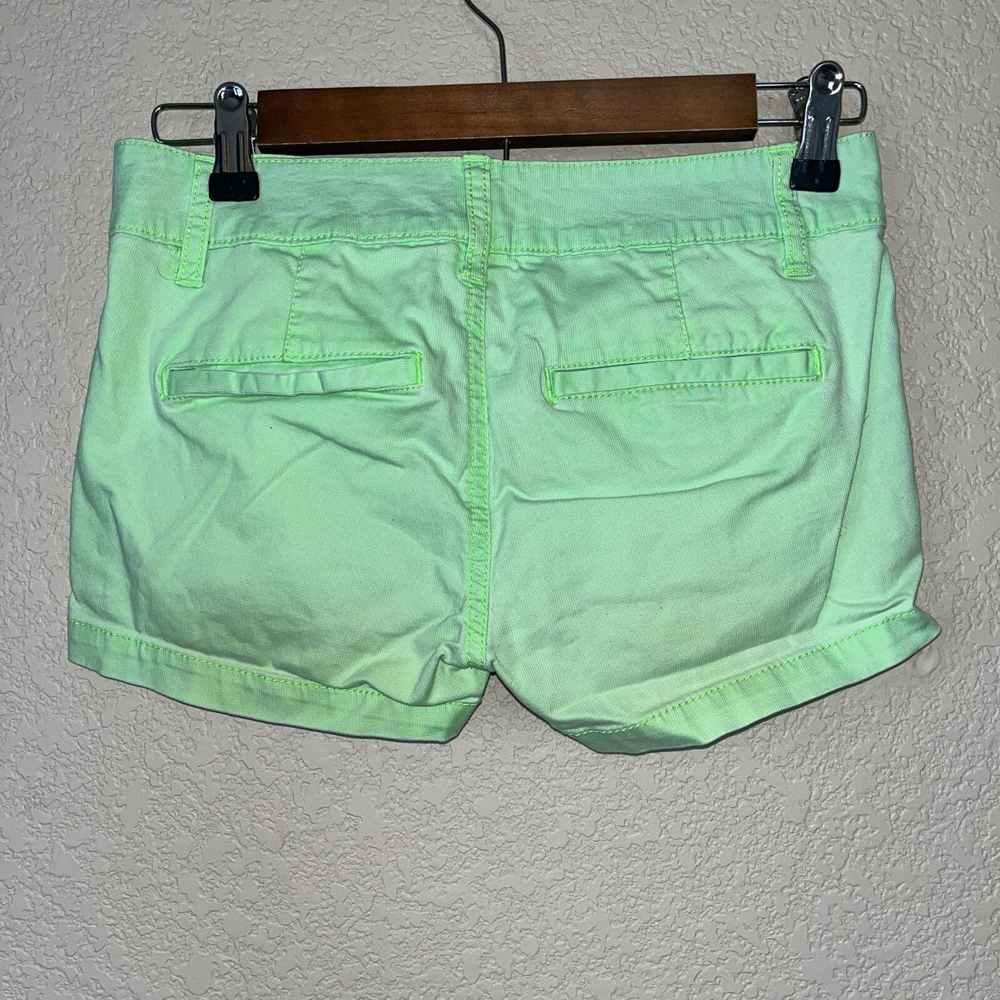 Arizona Jean Co Womens Sz 0 Bright Green Cotton Blend Shorts