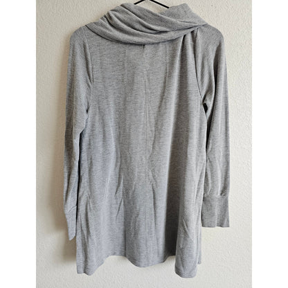 Cupio Womens Sz M Long Sleeve Tunic Length Cowl Neck Sweater Light Gray