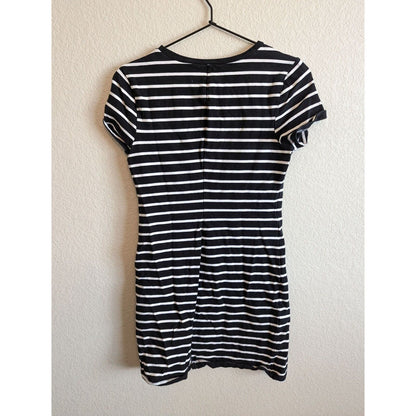 Old Navy Womens Sz S Short Sleeve Mini Dress Shirt Dress Black White Striped