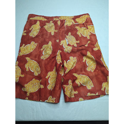 Flying Barracuda Boys Sz 7 Lined Swim Trunks Swimsuit Orange Turtle Print
