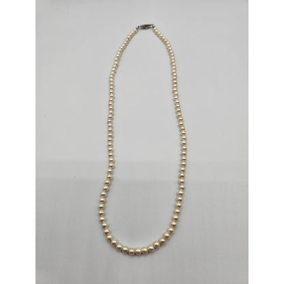 Vintage Single Strand Champagne Faux Round Pearl Necklace 2000s