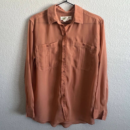 Staring at Stars Womens Sz S Button Down Blouse Terracotta Orange