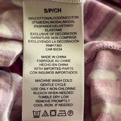 DKNY Womens Sz S Button Down Short Sleeve Sleep Shirt Pink Striped