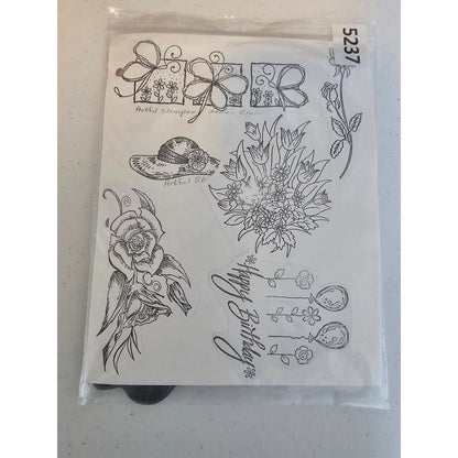 Lot of Unmounted Rubber Stamps Artful Stamper Flowers Happy Birthday Butterfly