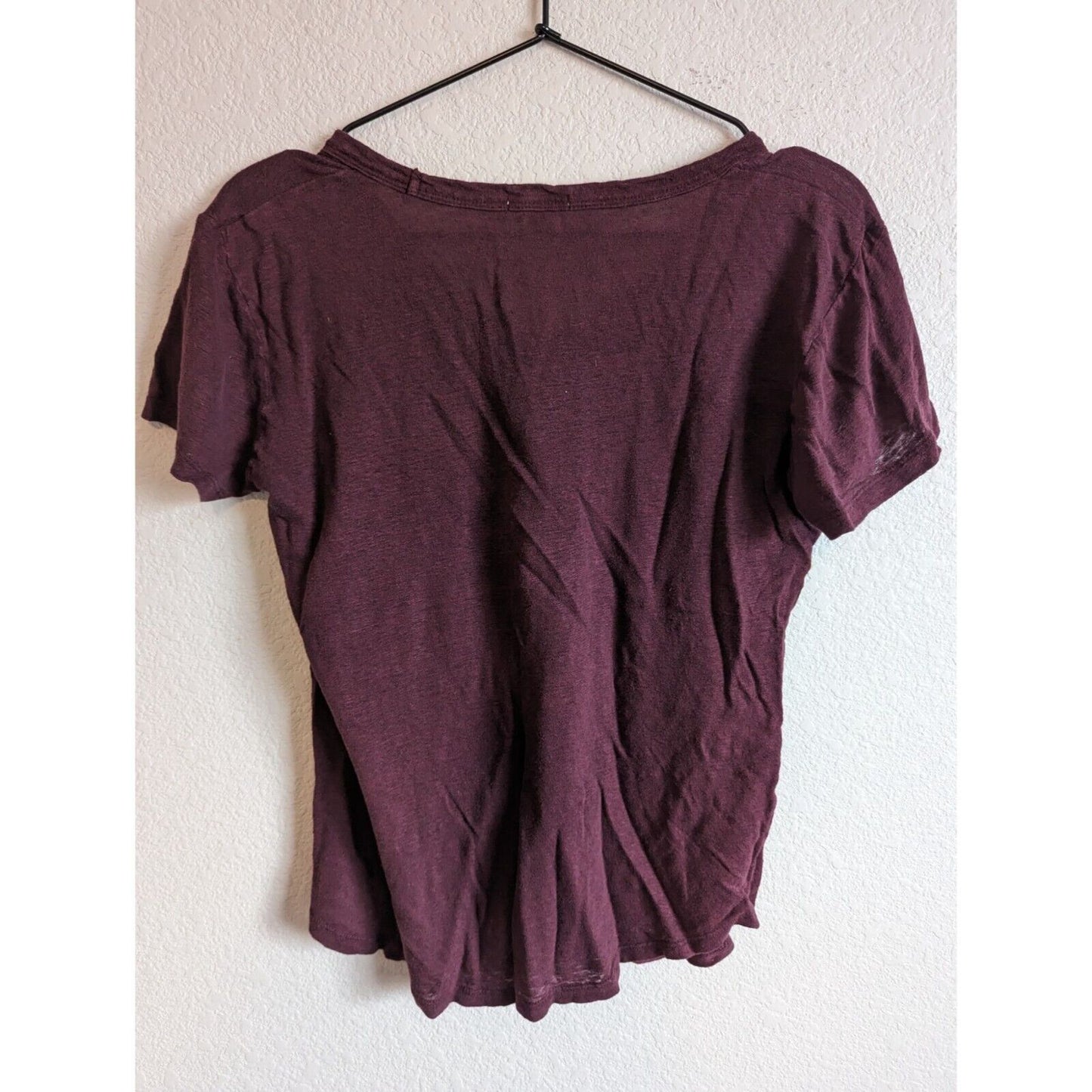 GAP Womens Sz XS Short Sleeve T Shirt Purple Linen V Neck