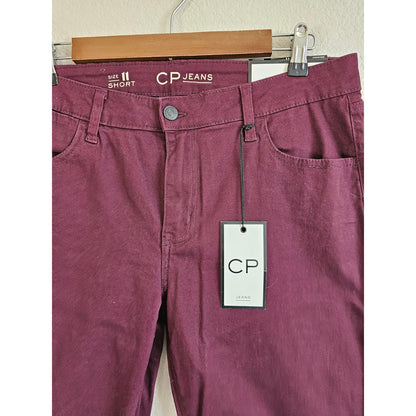 CP Jeans Juniors Sz 11 Short Skinny Jeans Burgundy Red NEW