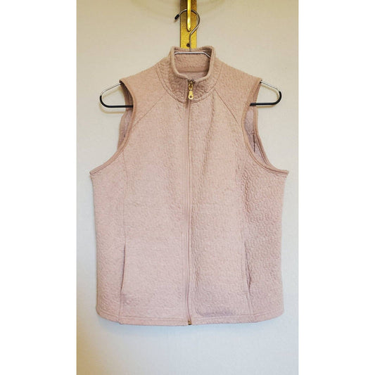 Croft & Barrow Womens Petite PS Quilted Zip Up Vest Light Blush Pink