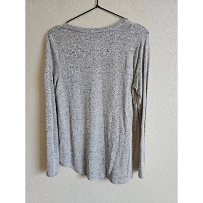 Sonoma Womens Sz M Long Sleeve V Neck Shirt Light Gray Ultra Soft