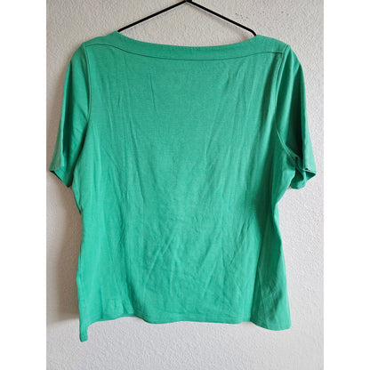 Talbots Womens Sz LP Petite Stretch Weekend Tee T Shirt Solid Green