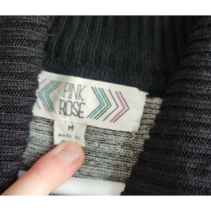 Pink Rose Womens Sz M Sweater Dress Cowl Neck Red Gray Black Striped