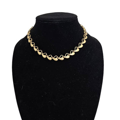 Vintage Y2K Gold Tone Heart Chain Necklace Dainty 2000s