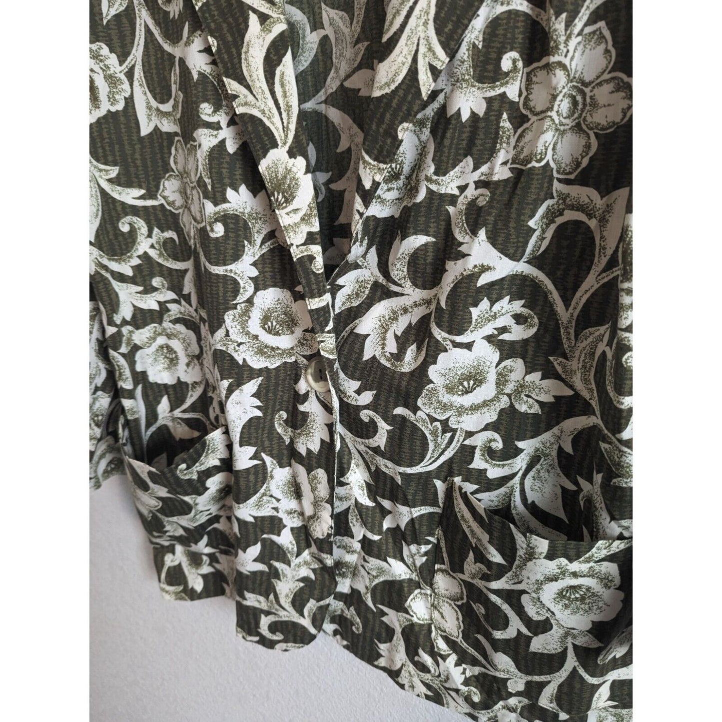 Vintage Cristin Stevens Womens Sz M Single Button Blazer Green Floral