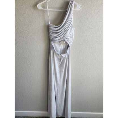 Vintage Y2K Xtraordinary Sz 9 Maxi Formal Dress Pearl Sides One Shoulder