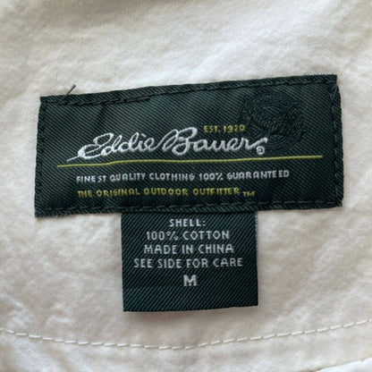 Eddie Bauer Womens Sz M Button Up 3/4 Sleeve White Jacket Cotton