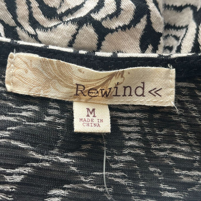 Rewind Womens Sz M Sleeveless Knit Dress Black Gray Rose Belted A Line