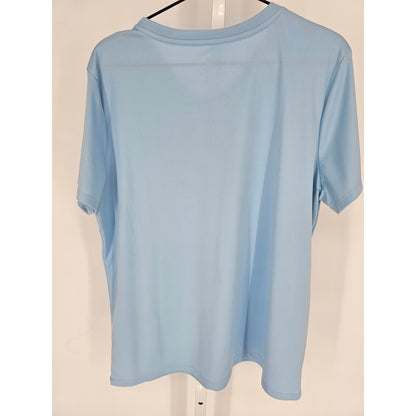 Hanes Cool Dri Womens Sz XL Short Sleeve V NEck Athletic T Shirt Light Blue