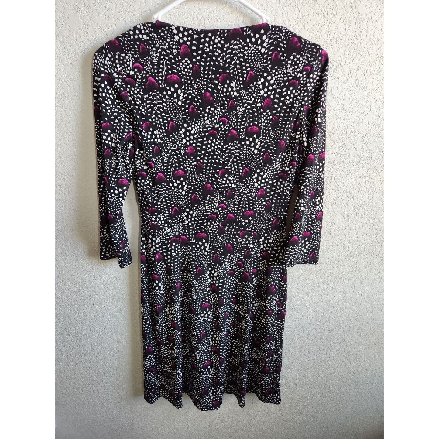 White House Black Market Womens Sz 2 Knee Length Long Sleeve Dress Purple Print