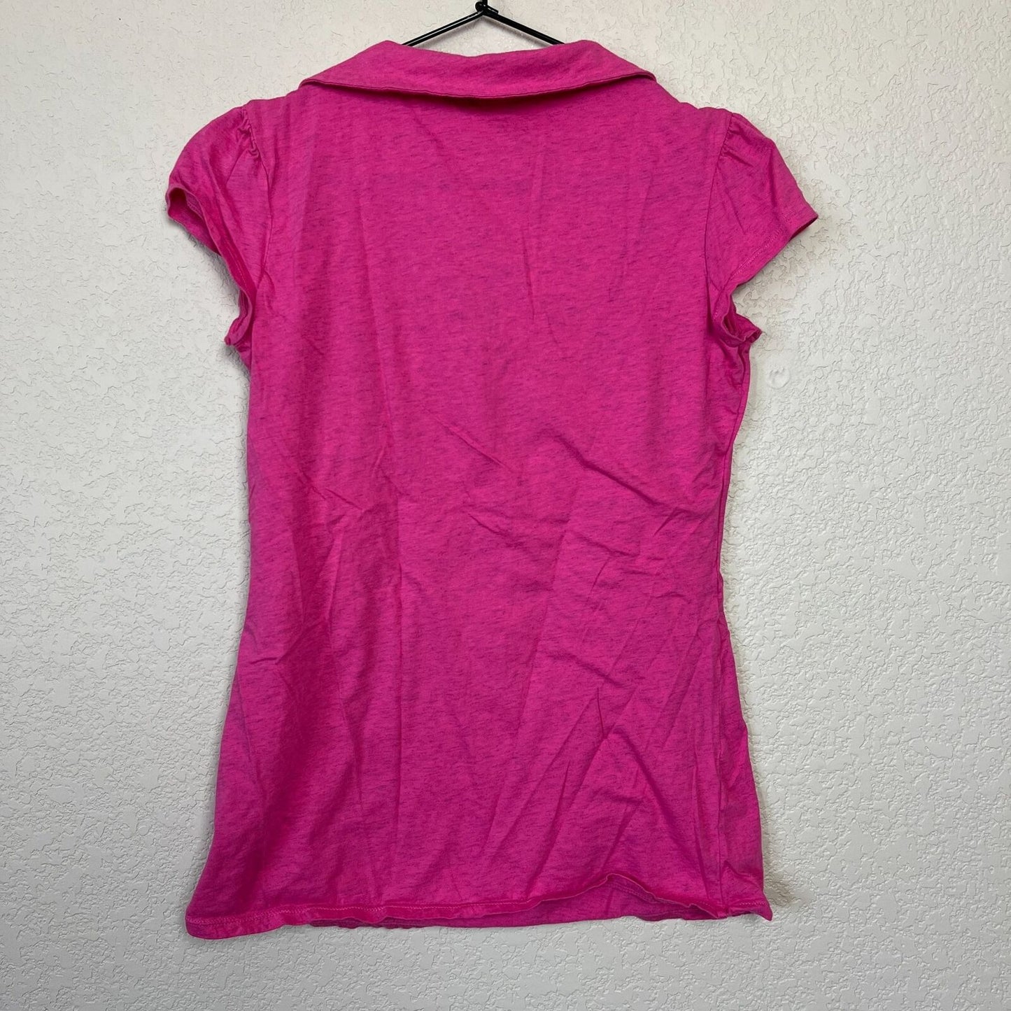 Union Bay Womens Sz L Short Sleeve Pink Polo Shirt V Neck