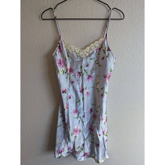 Vintage 1990s Private Luxuries Sz M Light Purple Satin Nightgown Floral