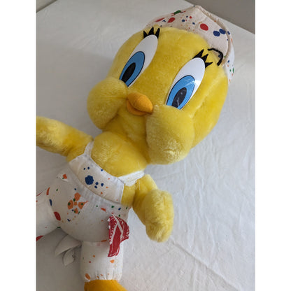 Vintage 1998 Tweety Bird Looney Tunes Plush Stuffed Animal Painter Outfit 16"