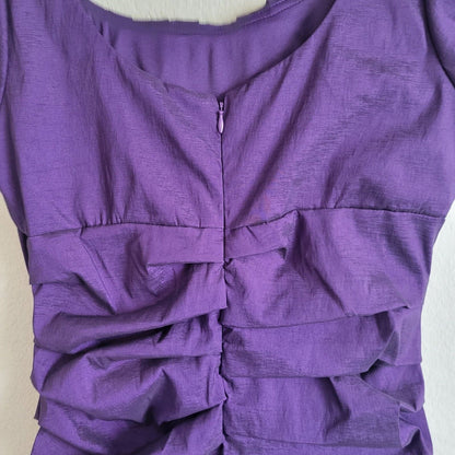 S.L. Fashions Womens Sz 10 Midi Bodycon Formal Dress Purple Short Sleeve