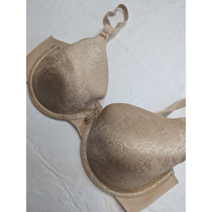 Vintage 1990s Vanity Fair Womens Sz 36D T Shirt Bra Beige Floral 76346