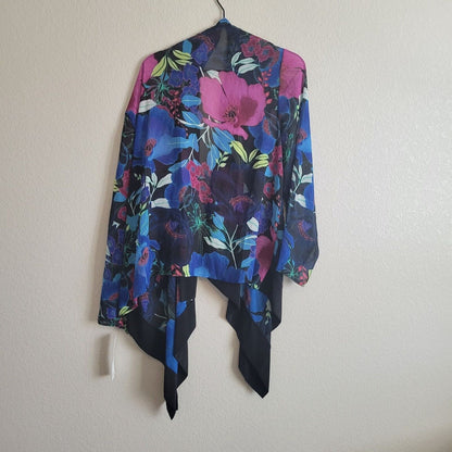 Tiana B Womens Sz 18W Colorful Semi Sheer Cardigan Top Floral NEW