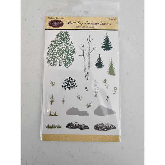 Just Rite Clear Rubber Stamp Set Multi Step landscape Elements