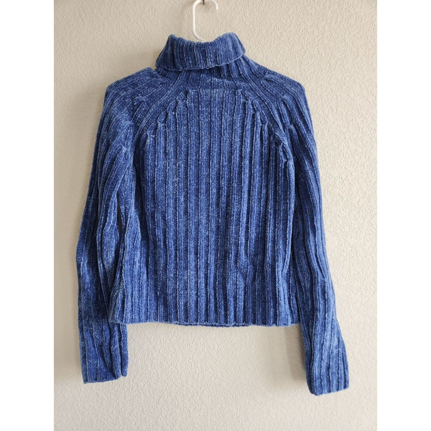 Vintage Y2K SO GSJC Womens Sz M Fuzzy Turtleneck Sweater Blue