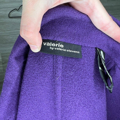 Valerie Stevens Womens Sz M Wool Blend Open Front Hip Length Coat Purple