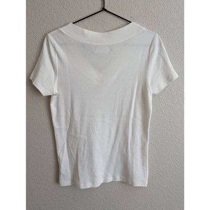 Liz Claiborne womens Sz S Short Sleeve V Neck T Shirt Solid White