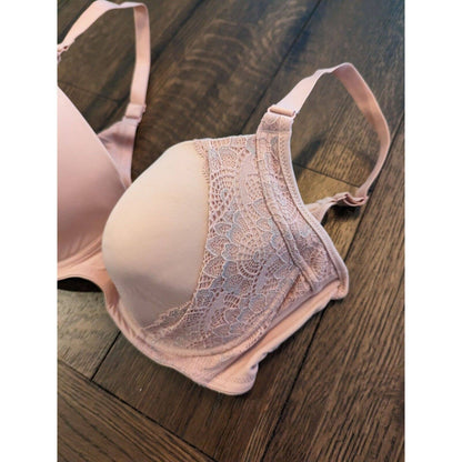 Modern Movement Womens Sz 34DD Blush Pink Lace Accent T Shirt Bra