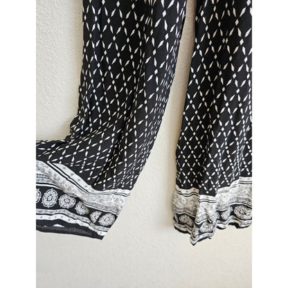 H&M Coachella Collection Womens Sz 4 Wide Leg Pull On Pants Black White