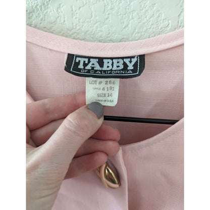 Vintage 1970s Tabby of California Sz 14 Light Pink Suit Dress Belted NEW