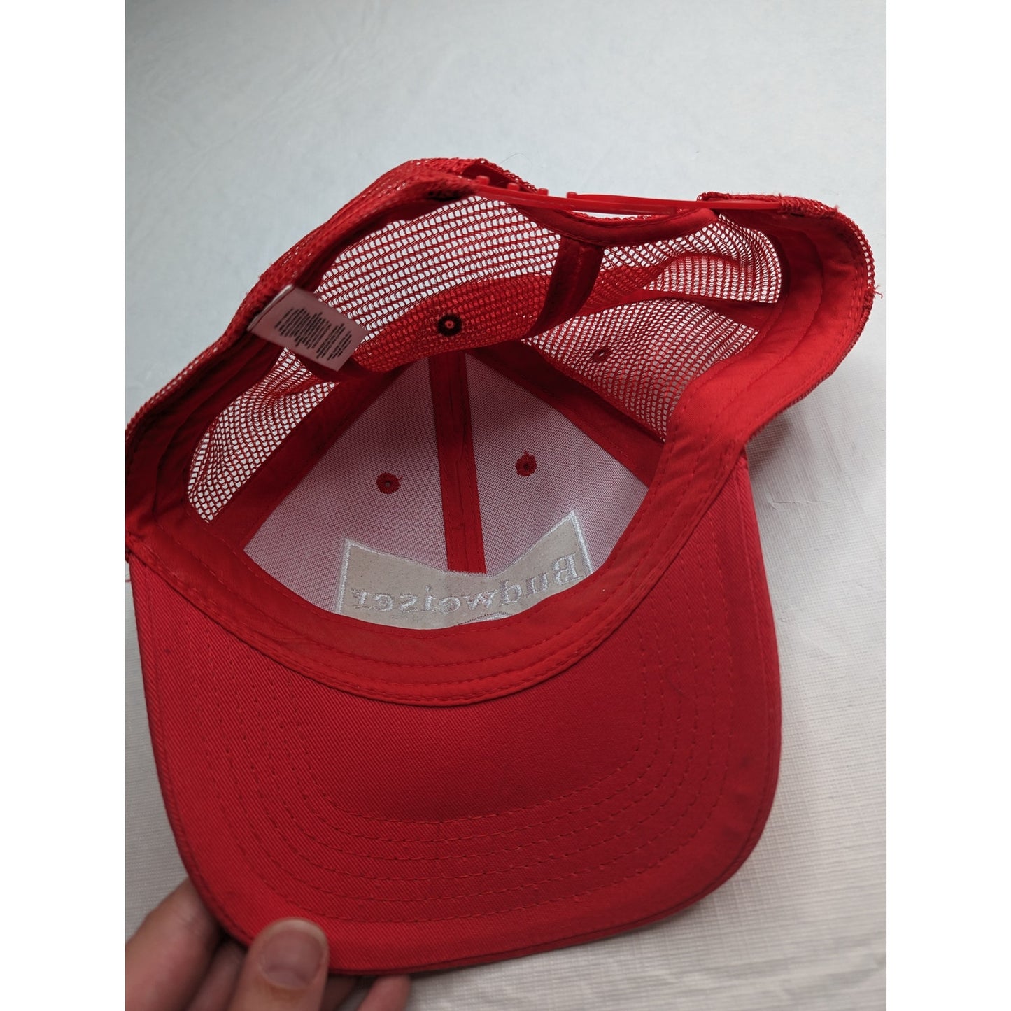 Mens Budweiser Beer Snapback Trucker Hat Red