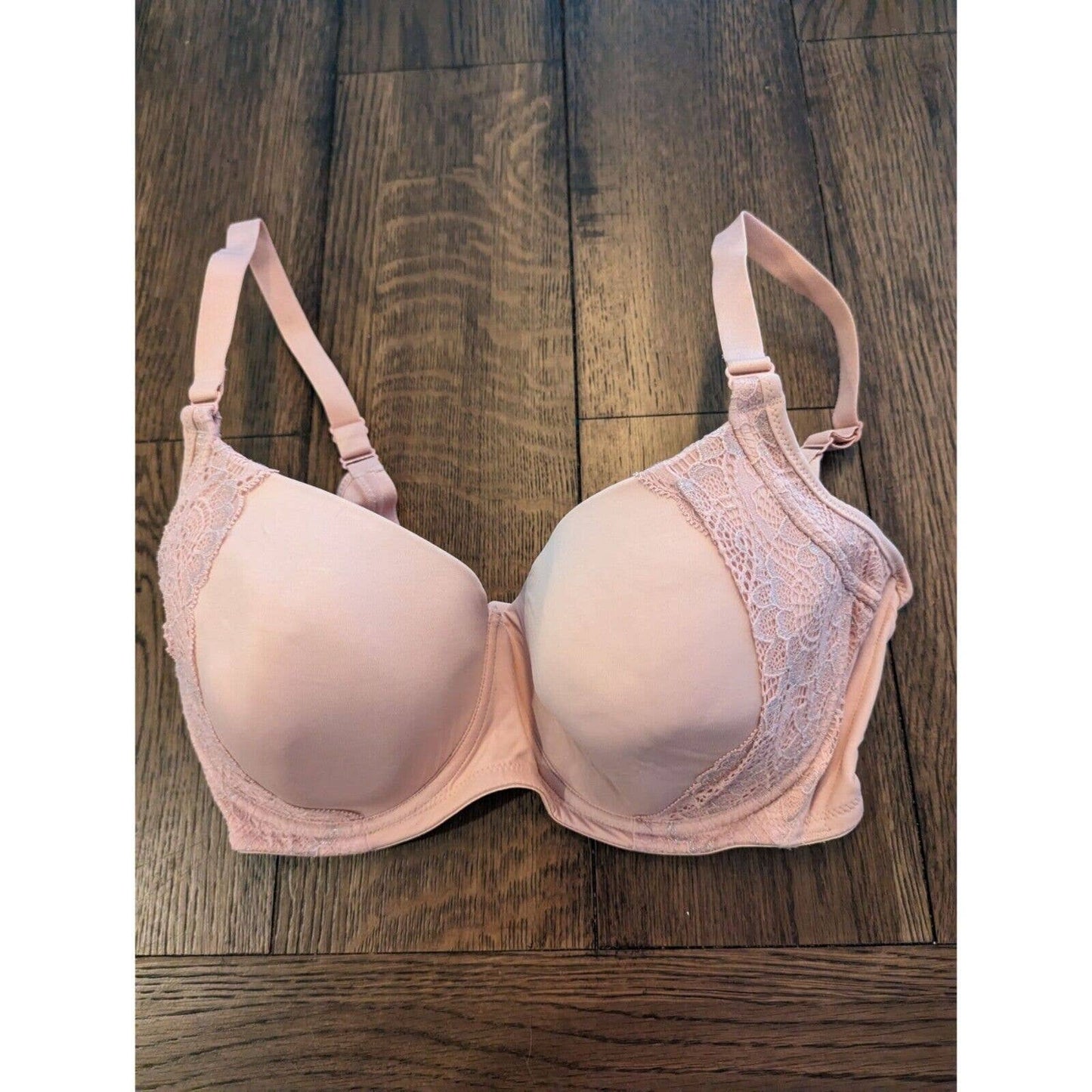 Modern Movement Womens Sz 34DD Blush Pink Lace Accent T Shirt Bra