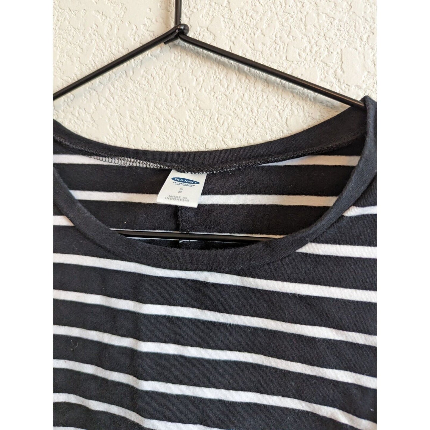 Old Navy Womens Sz S Short Sleeve Mini Dress Shirt Dress Black White Striped