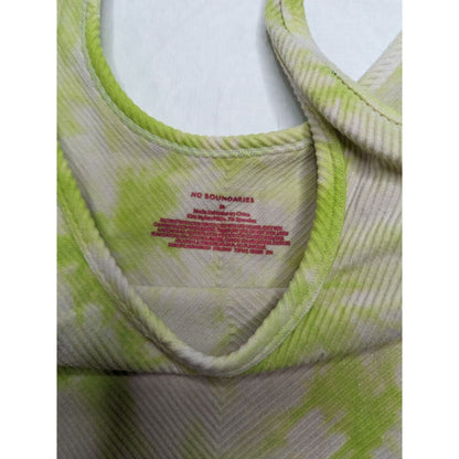 No Boundaries Womens Sz M Ribbed Tie Dye Longline Sports Bra Lime Green