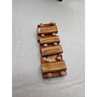 Vintage 1970s Wood and Glass Beaded Bangle Bracelet