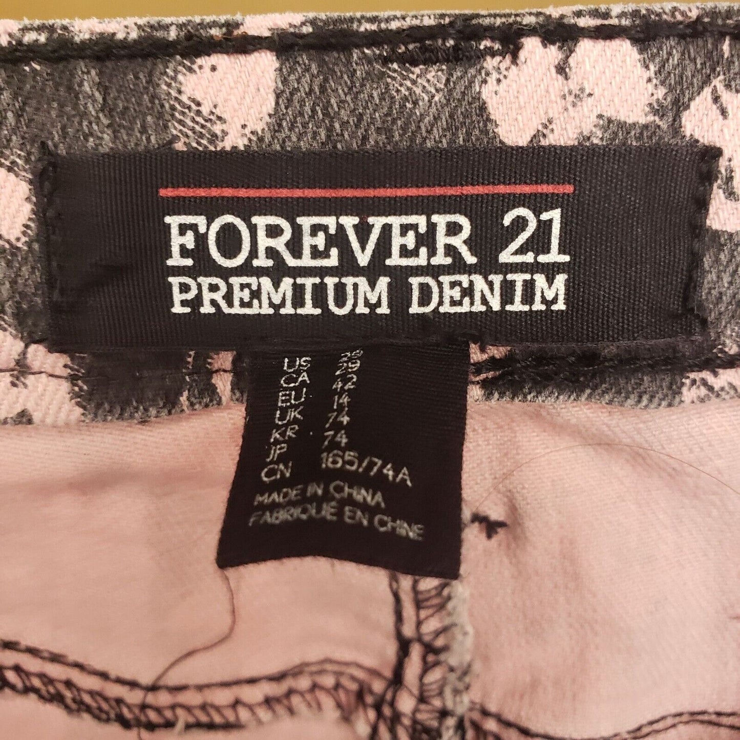 Forever 21 Premium Denim Skinny Jeans Sz 29 Gray Pink Floral
