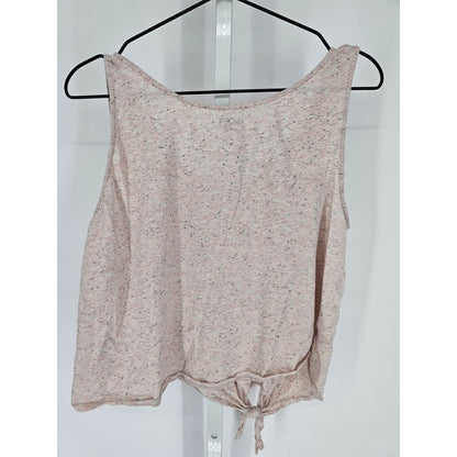 Ann Taylor Loft Womens Sz XL Cropped Tie Front Blush Pink Tank Top Slouchy