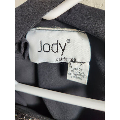 Vintage Jody California Womens Sz S Formal Dress Black Lace Draped Midi