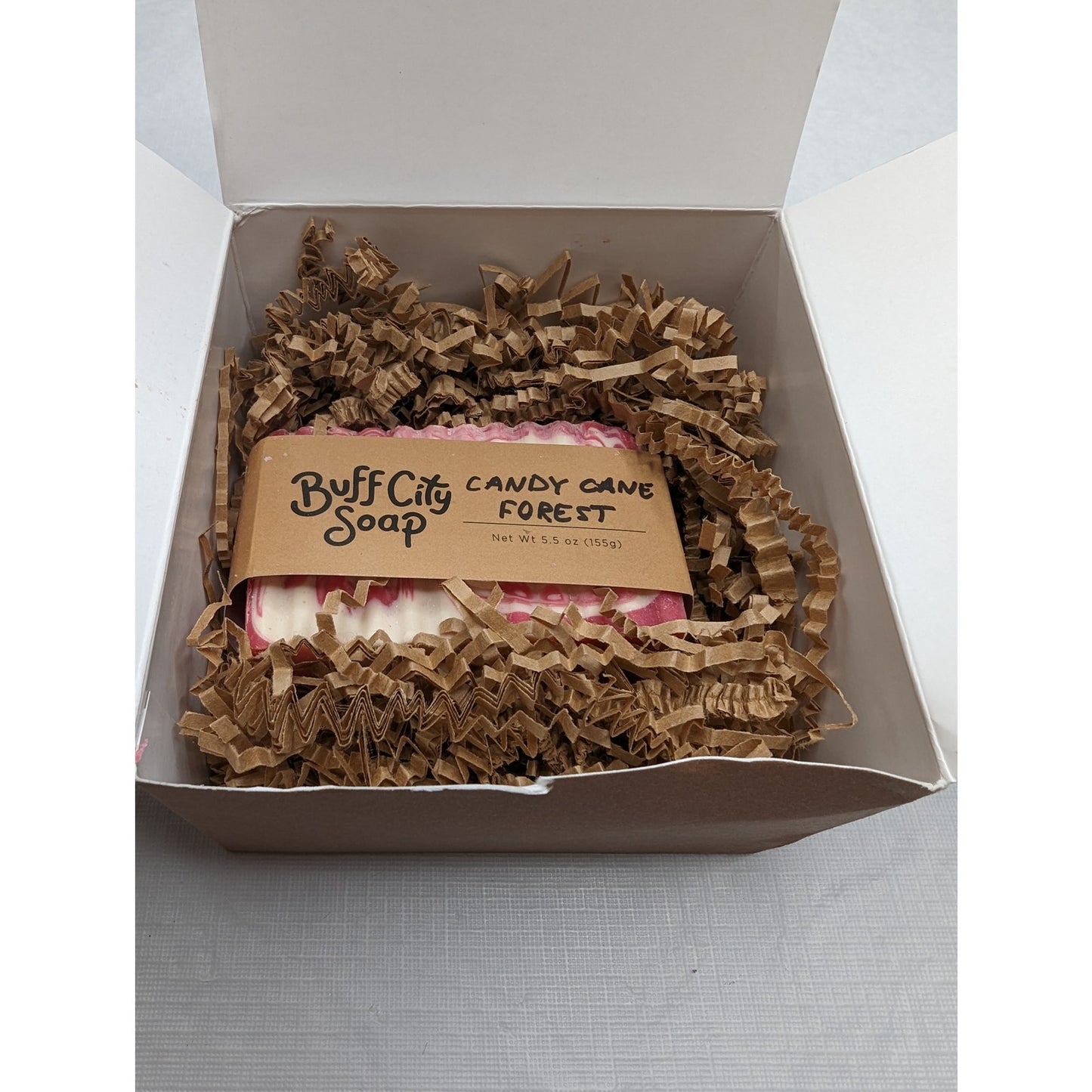 Retired Buff City Soap Candy Cane Forest 5.5oz Bar Pink White NEW