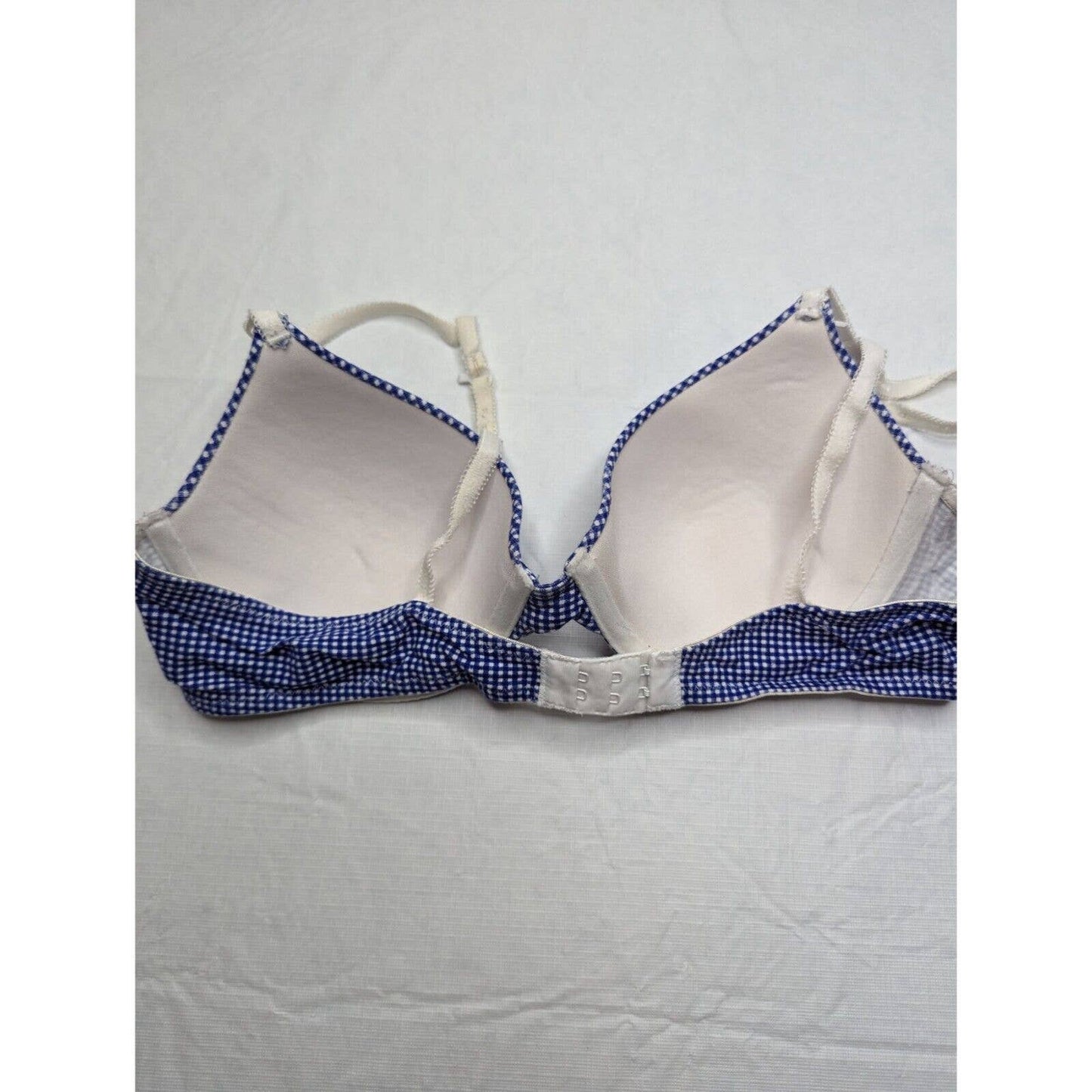 Vintage Y2K Faded Glory Womens Sz 36C Blue Plaid T Shirt Bra Cotton