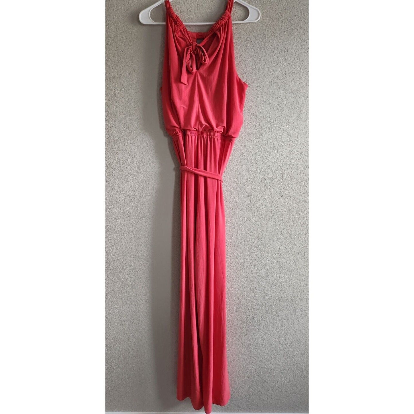 Emma & Michele Womens Sz XL Maxi Dress Coral Pink Belted