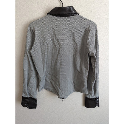 Vintage Rayure Paris z 44 (L) Lightweight Zip Up Jacket Black White Herringbone