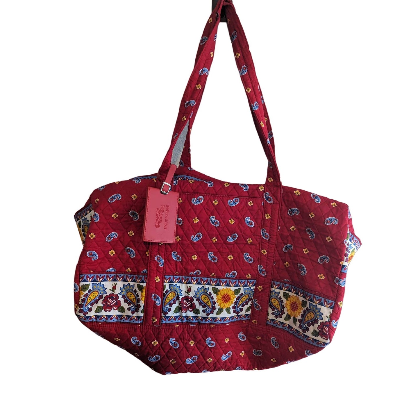 Bayada Quilted Nursing Nurses Bag by Rhabitation Home Red Floral Large Zip Up